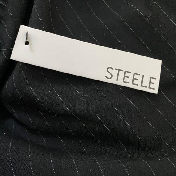 Steele The Manson Trousers in Pinstripe Black - Picture 6 of 7